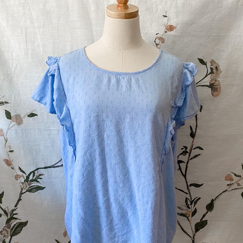 Old Navy Light Blue Ruffle-Sleeve Top